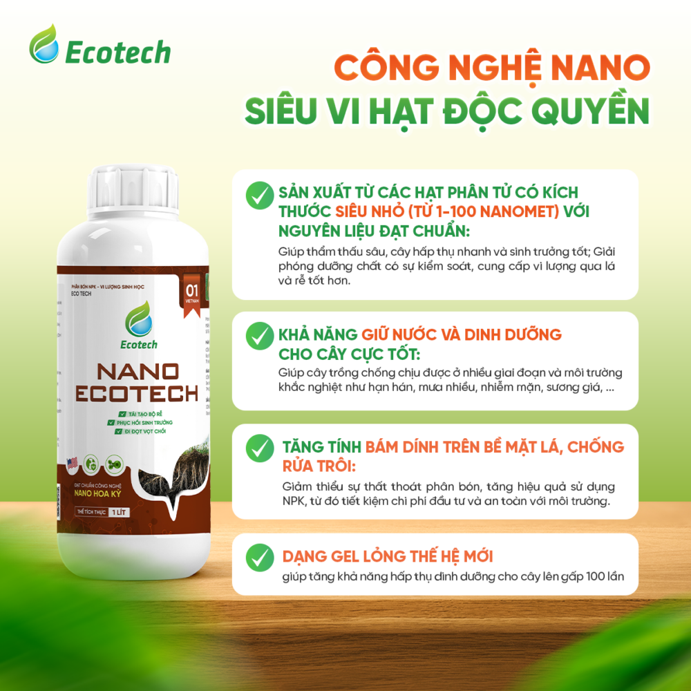 Công nghệ Nano siêu vi hạt độc quyền từ dòng sản phẩm phân bón dinh dưỡng Nano Ecotech