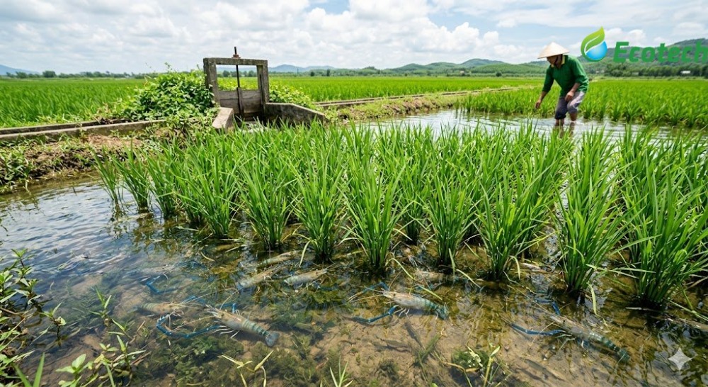 kỹ thuật nuôi tôm càng xanh trong ruộng lúa